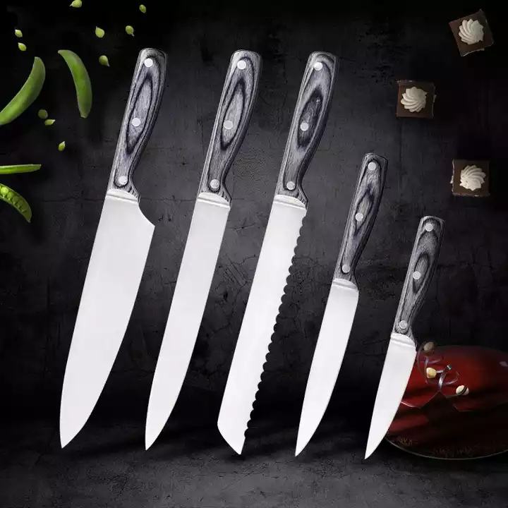 Set de cuțite din oțel inoxidabil de înaltă calitate Set de cuțite utilitare cu mâner din lemn Pakka 