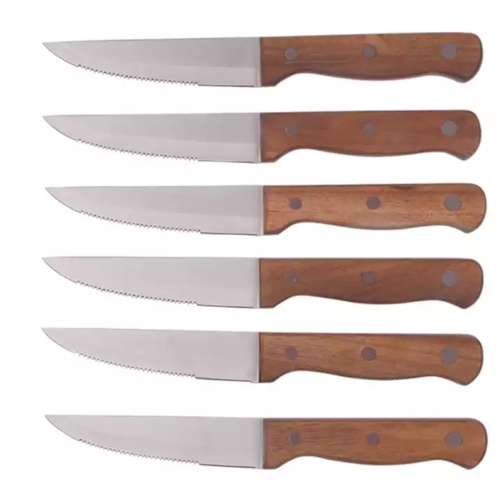De înaltă calitate 5 inch cuțit friptură Set cu mâner Pakkawood 5 bucăți Set de cuțit din oțel inoxidabil 