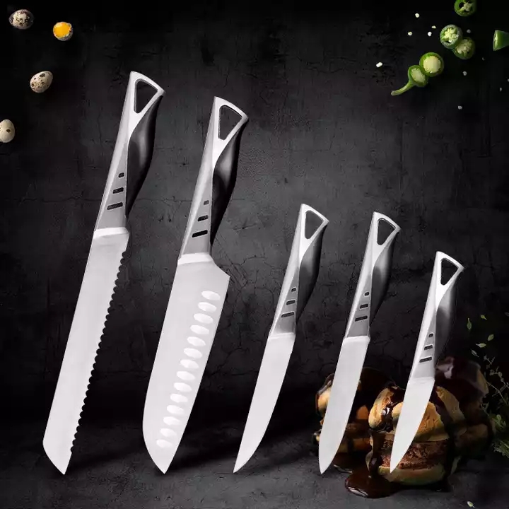 2022 Vânzare la cald Nou Design Blade Maner 5 bucăți cuțit din oțel inoxidabil Set de cuțit de bucătărie 